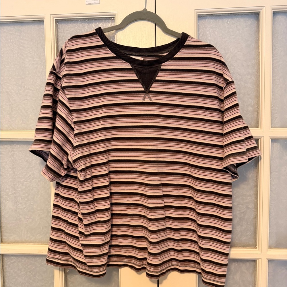 BDG Pink and Black Striped Tee